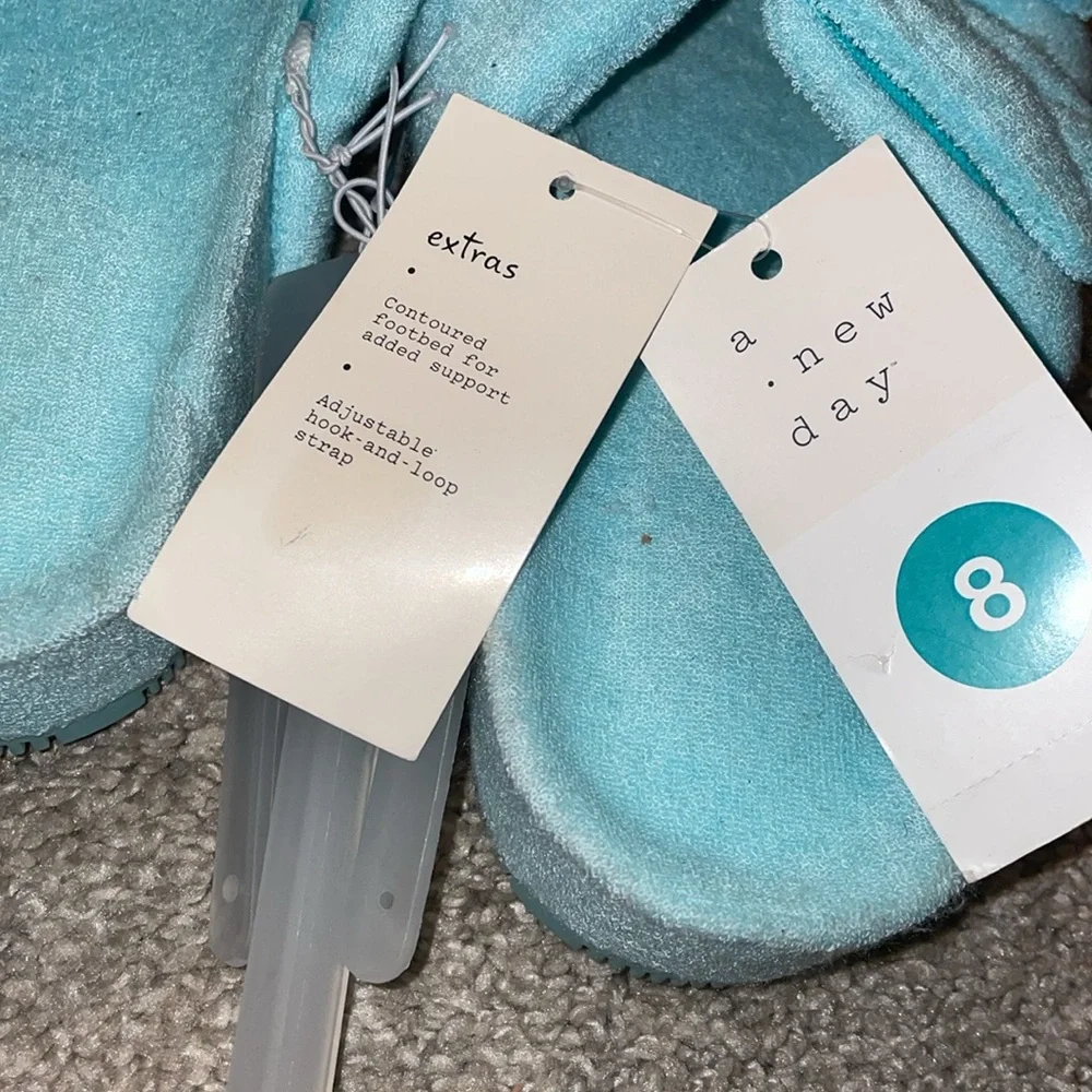 A new day platform teal sandals terry cloth size 8